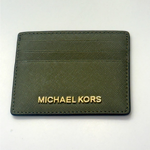 Michael Kors Jet Set Travel Saffiano Card Holder - Olive Green - Picture 1 of 4
